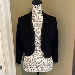 Thalia Sodi Elegant Black Women's Cropped Jacket, 3/4 Length Sleeve, Size Large